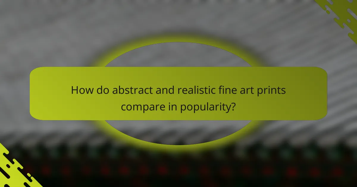How do abstract and realistic fine art prints compare in popularity?