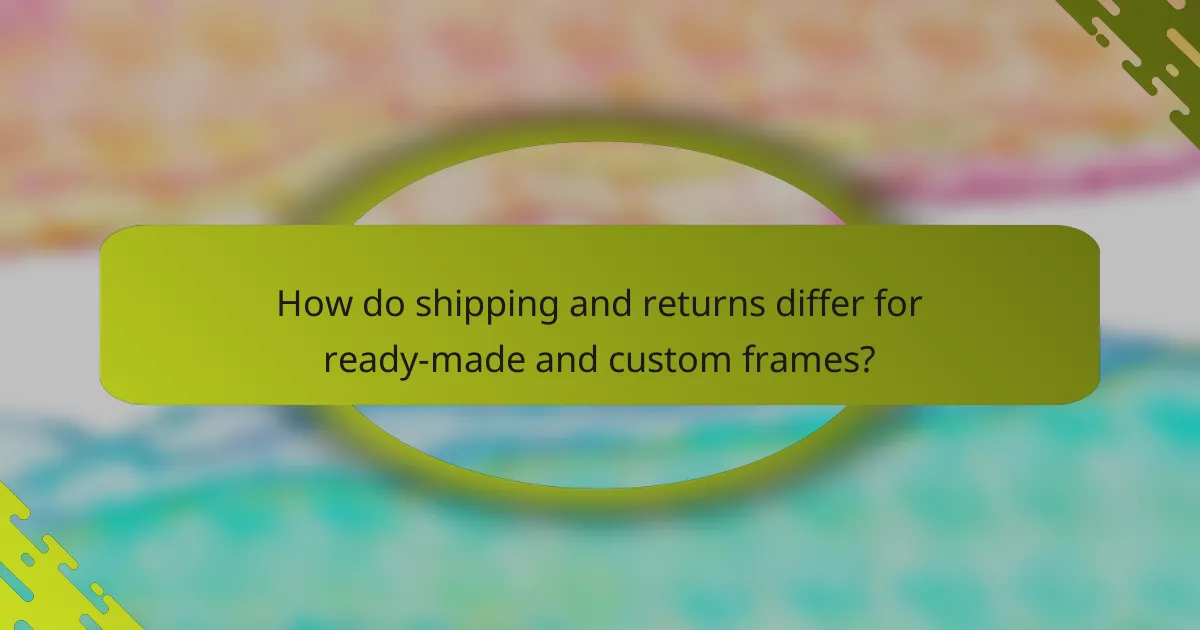 How do shipping and returns differ for ready-made and custom frames?