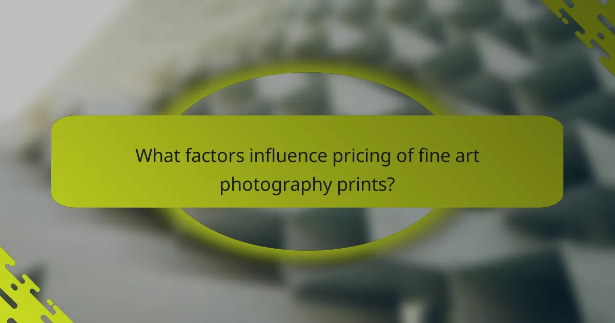 What factors influence pricing of fine art photography prints?