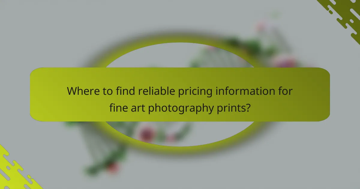 Where to find reliable pricing information for fine art photography prints?